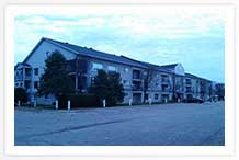 From the west of the building looking east