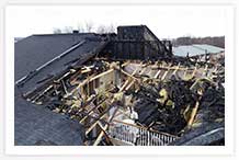 East end, looking in at a damaged loft area