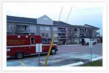 Exterior of the building the day after the fire