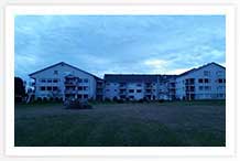 Photo of the north side of the building facing the river. The left side of the building in this photo was the worst affected, the centre section was badly water damaged and the right side was smoke damaged.